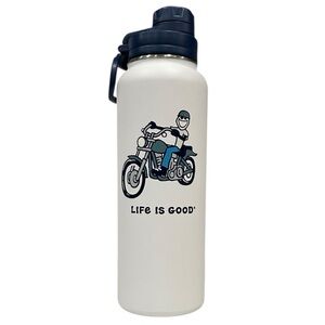 Life Is Good 40oz Wide Mouth Water Bottle Stainless Steel Jake Motorcycle